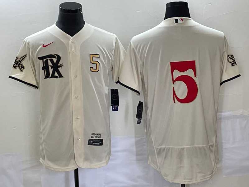 Men%27s Texas Rangers #5 Corey Seager Number Cream 2023 City Connect Flex Base Stitched Jersey->texas rangers->MLB Jersey